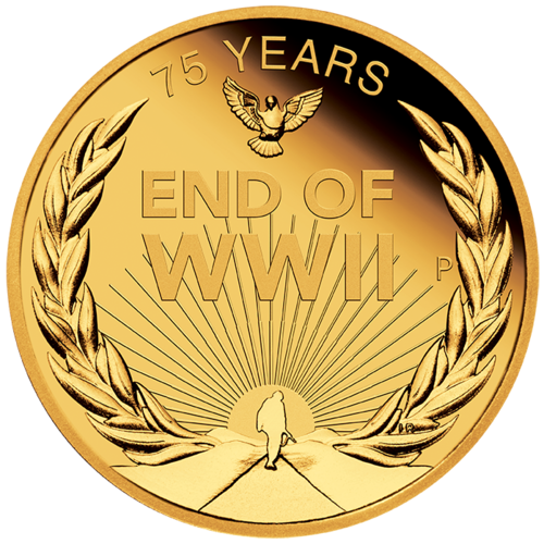 2020 End of World War II 75th Anniversary 1/4oz Gold Proof Perth Mint Presentation Case & COA