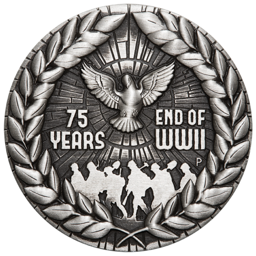 2020 End of World War II 75th Anniversary 2oz Silver Antiqued Perth Mint Presentation Case & COA