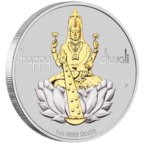 2020 Diwali Medallion 1 oz Silver Gilded Perth Mint Presentation Case & COA