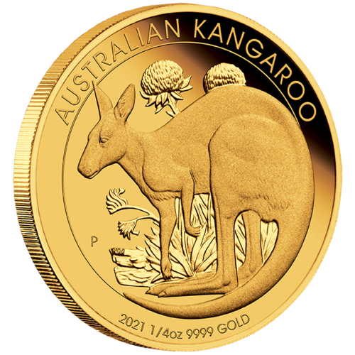2021 Australian Kangaroo 1/4 oz Gold Proof Perth Mint Presentation Case & COA