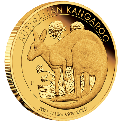 2021 Australian Kangaroo 1/10 oz Gold Proof Perth Mint Presentation Case & COA