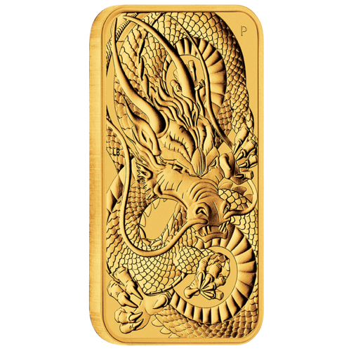 2021 Dragon 1 oz 99.99 Gold Bullion Perth Mint Rectangular Coin