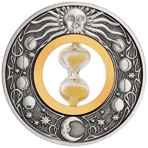 2021 Hourglass 2oz Silver Antiqued Perth Mint Presentation Case & COA