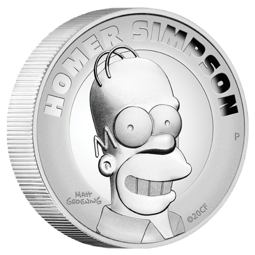 2021 The Simpsons Homer 2 oz Silver Proof High Relief Perth Mint Presentation Case & COA