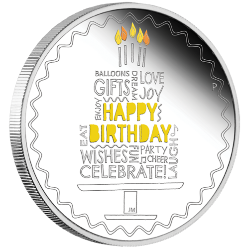2021 Happy Birthday 1oz Silver Coloured Proof Perth Mint Coin in Gift Card