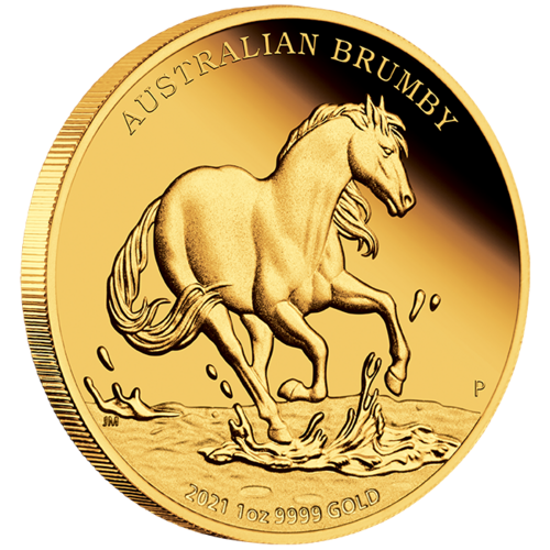 2021 Australian Brumby 1 oz 99.99 Gold Proof Perth Mint Presentation Case & COA
