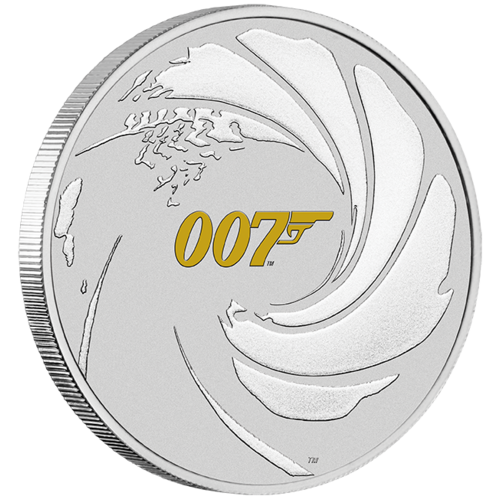 2021 James Bond 007 1 oz Silver Bullion Coloured Perth Mint Coin in Card