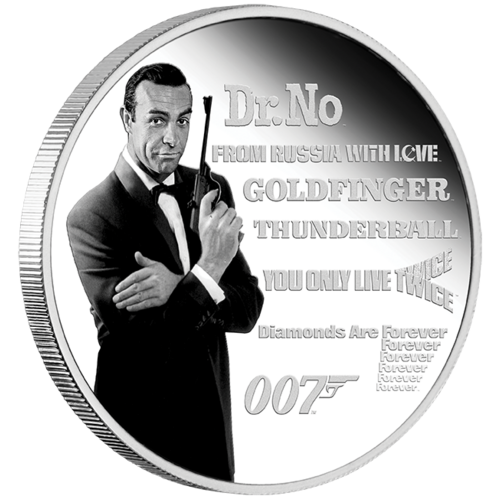 2021 James Bond 007 Sean Connery 1oz Silver Coloured Proof Perth Mint Presentation Case & COA