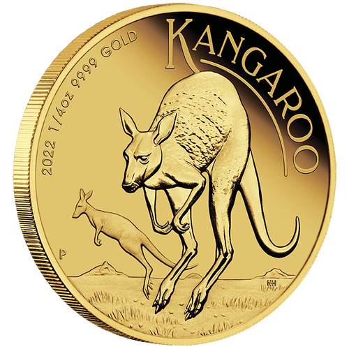 2022 Australian Kangaroo 1/4 oz Gold Proof Perth Mint Presentation Case & COA