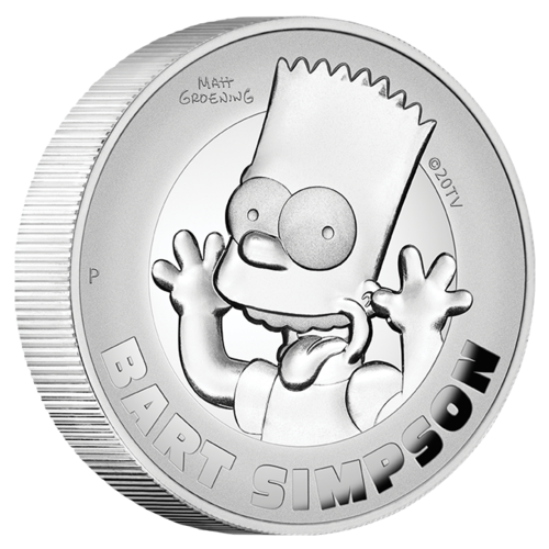 2022 The Simpsons Bart 2oz Silver Proof High Relief Perth Mint Presentation Case & COA