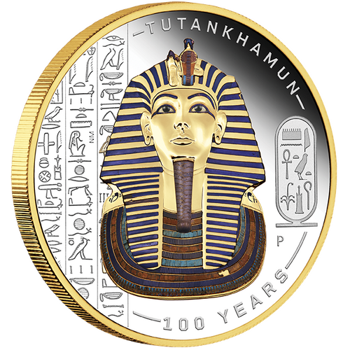 2022 Tutankhamun Discovery 100 Year Ann 2oz Silver Proof Gilded Coloured Perth Mint Presentation Case & COA