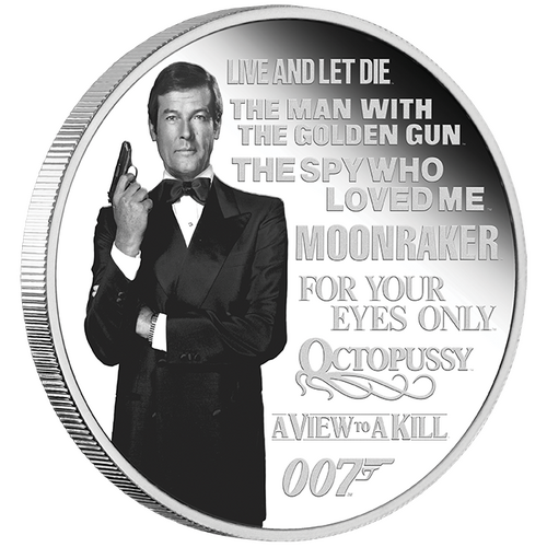 2022 James Bond Legacy Roger Moore 1oz Silver Coloured Proof Perth Mint Presentation Case & COA