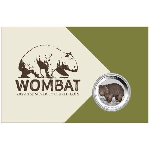 2022 Australian Wombat 1 oz Silver Coloured Coin in Card