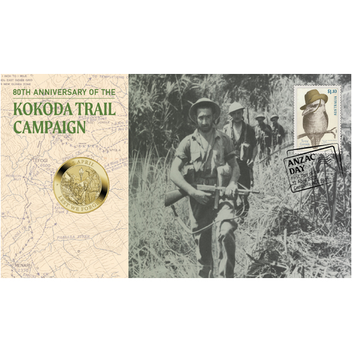 2022 ANZAC Day 80th Ann Kokoda Trail Perth Mint Stamp & Coin PNC