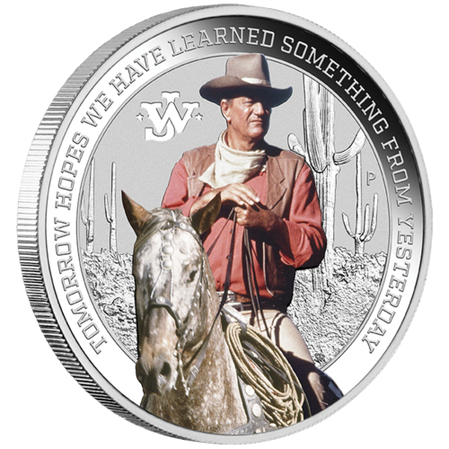 2022 John Wayne 1 oz Silver Coloured Proof Coin Perth Mint Presentation Case & COA