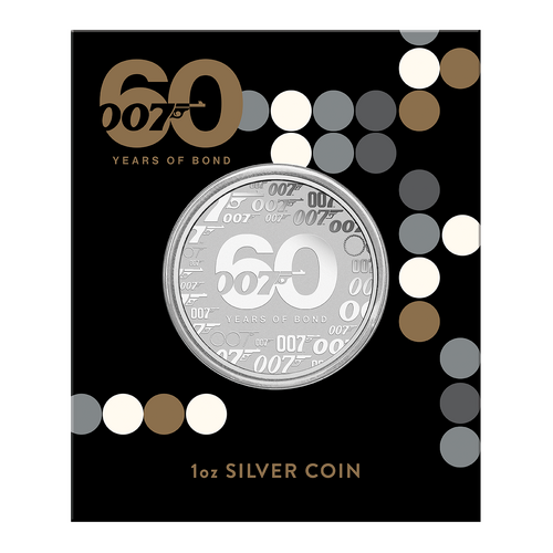 2022 James Bond 60 Years of Bond 1oz Silver Perth Mint Coin in Card
