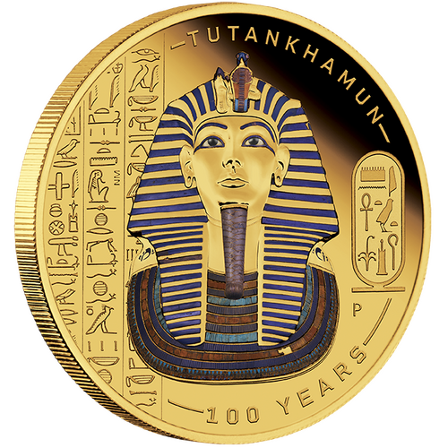 2022 Tutankhamun Discovery 100 Year Ann 1oz Gold Proof Coloured Perth Mint Presentation Case & COA