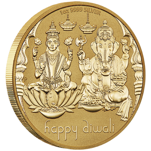 2023 Diwali Medallion 1oz Silver Gilded Perth Mint Presentation Case & COA