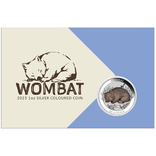 2023 Australian Wombat 1oz Silver Coloured Perth Mint Coin in Card