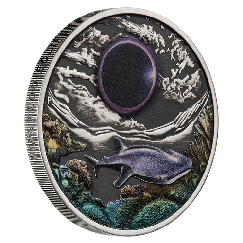 2023 Ningaloo Eclipse 2oz Silver Antiqued Coloured Perth Mint Presentation  Case & COA
