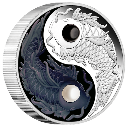 2024 Yin Yang Koi 5oz Silver Proof Coloured with Pearls Perth Mint Presentation Case & COA