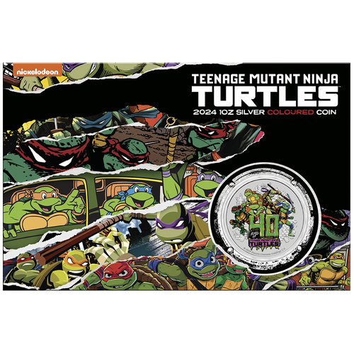 2024 Teenage Mutant Ninja Turtles 40th Anniversary 1oz Silver Coloured Perth Mint Coin in Card