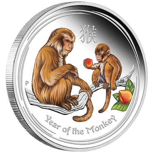2016 Australian Lunar Series II: Year of the Monkey 1 oz Silver Coloured Proof Perth Mint