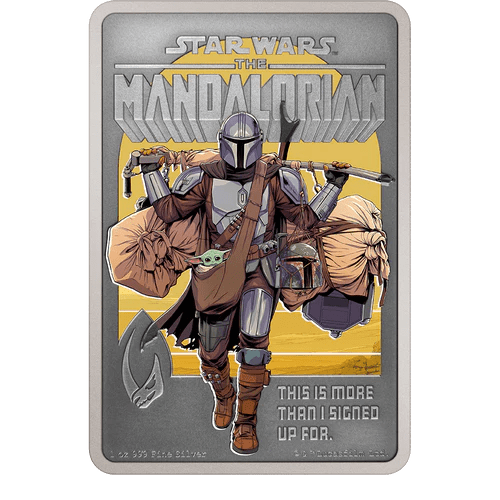 2022 Star Wars - The Mandalorian Mando Poster 1oz Silver Antiqued Coloured NZ Mint Presentation Case & COA