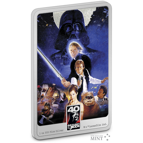 2023 Star Wars Return of the Jedi 40th Anniversary 1oz Silver Proof Coloured NZ Mint Presentation Case & COA