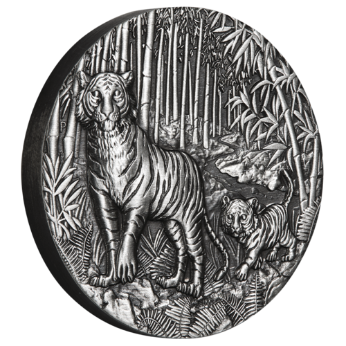 2022 Australian Lunar Series III Year of the Tiger 2oz Silver Antiqued Perth Mint Presentation Case & COA