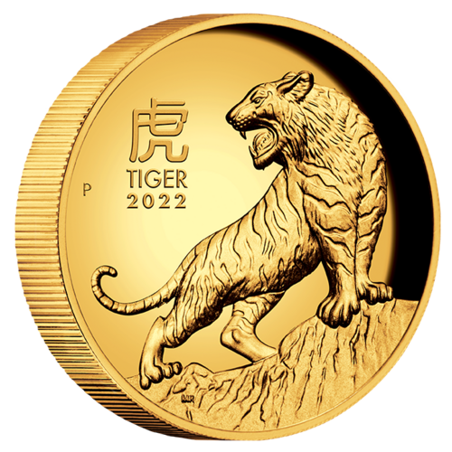 2022 Australian Lunar Series III Year of the Tiger 1oz Gold Proof High Relief Perth Mint Presentation Case & COA