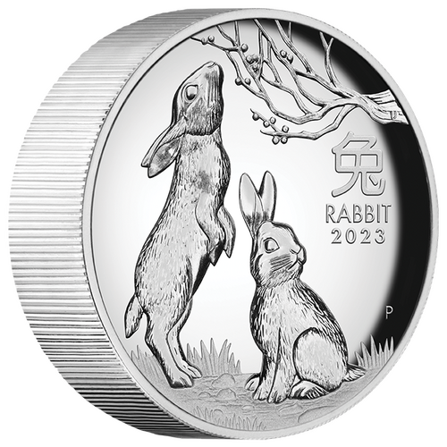 2023 Australian Lunar Series III Year of the Rabbit 5oz Silver Proof High Relief Perth Mint Presentation Case & COA