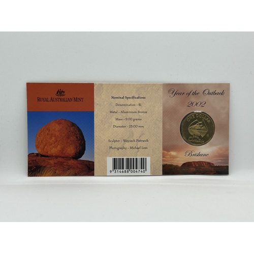 2002 Year of the Outback "B" Mintmark Uncirculated $1 RAMint Coin in Card
