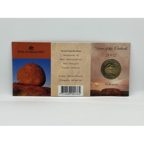 2002 Year of the Outback "M" Mintmark Uncirculated $1 RAMint Coin in Card