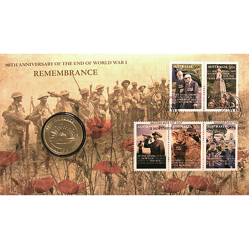 2008 90th Anniversary of the End of World War 1 - Remembrance $1 Perth Mint PNC